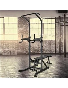 HOMCOM Pull Up Station with Adjustable Weight Bench, Dip Station and Barbell Rack, Multi-Function Power Tower Free Standing Pull 2
