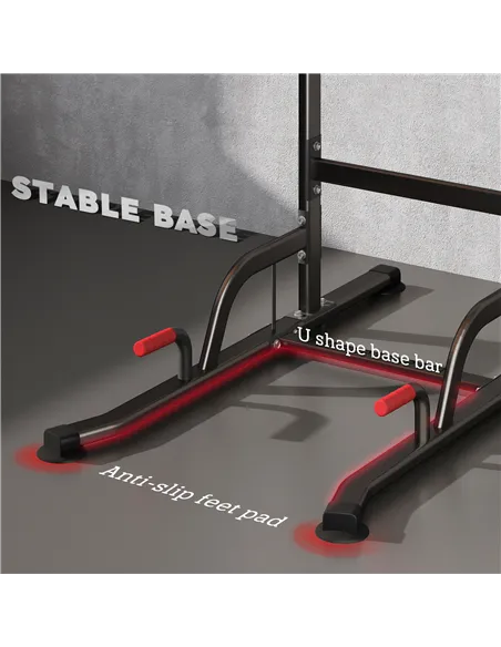 HOMCOM Power Tower Station with Dip Stand, Pull Up Bar Home Office Gym Training Workout Equipment