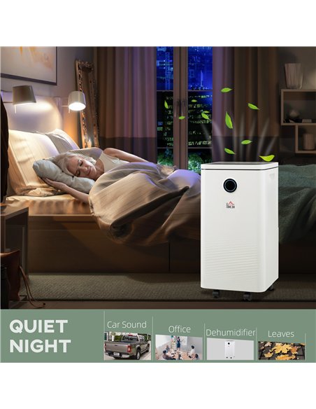 HOMCOM 10L/Day Dehumidifier with 2.5L Water Tank, Digital Display, Intelligent & Sleep Mode, 24H Timer, Laundry Clothes Drying, 
