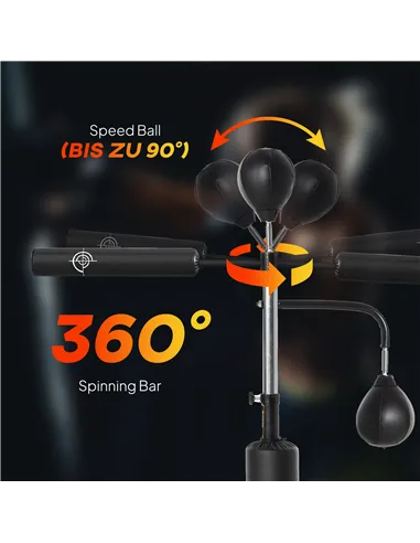 HOMCOM 4-in-1 Boxing Punching Bag, Freestanding with 2 Speed Bals, 360° Reflex Bar, 160-230cm Adjustable Height, Black