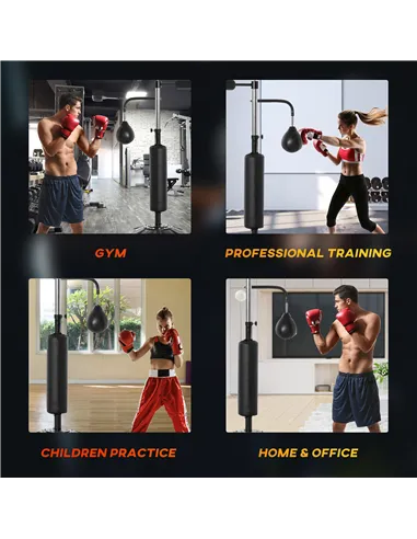 HOMCOM 4-in-1 Boxing Punching Bag, Freestanding with 2 Speed Bals, 360° Reflex Bar, 160-230cm Adjustable Height, Black