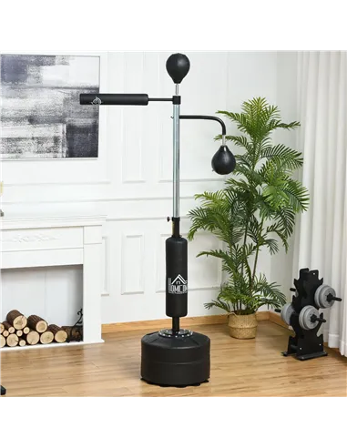HOMCOM 4-in-1 Boxing Punching Bag, Freestanding with 2 Speed Bals, 360° Reflex Bar, 160-230cm Adjustable Height, Black