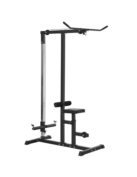 HOMCOM Exercise Pulley Machine Power Tower with Adjustable Seat Cable Positions