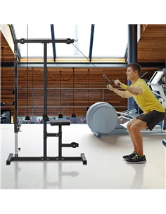 HOMCOM Exercise Pulley Machine Power Tower with Adjustable Seat Cable Positions 2