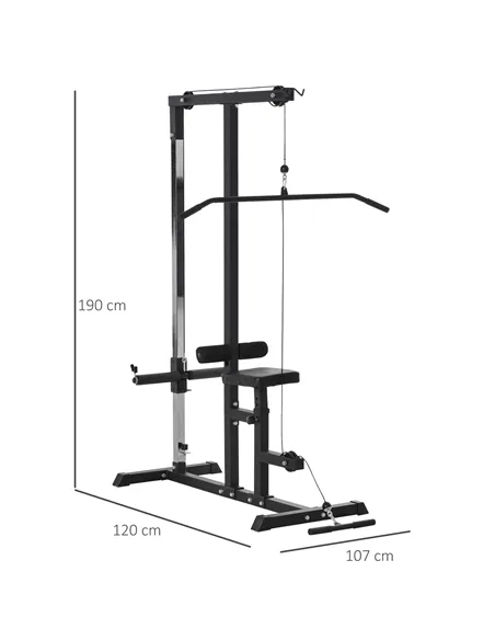 HOMCOM Exercise Pulley Machine Power Tower with Adjustable Seat Cable Positions