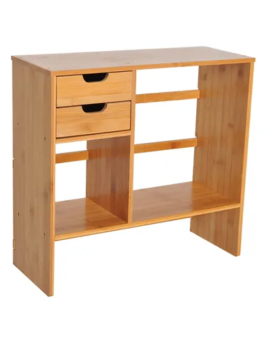 HOMCOM Desk Organiser Compartments Desktop Bookshelf Stationery Storage Shelf Document File Holder with 2 Drawers 2-way Reversed