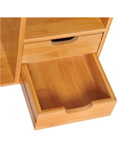 HOMCOM Desk Organiser Compartments Desktop Bookshelf Stationery Storage Shelf Document File Holder with 2 Drawers 2-way Reversed