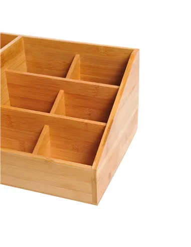 HOMCOM Desk Organiser Holder, Bamboo Multi-Function Storage Caddy with 7 Storage Compartments and 2 Drawers for Home Office Stat