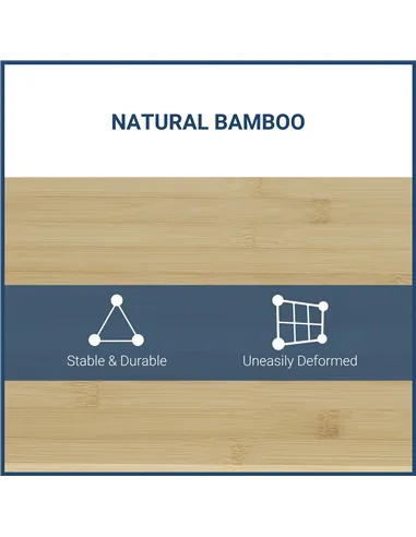 HOMCOM Monitor Riser Laptop PC Plinth Stand TV Computer Desktop Organiser W/ Drawer Bamboo