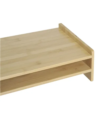 HOMCOM Monitor Riser Laptop PC Plinth Stand TV Computer Desktop Organiser W/ Drawer Bamboo