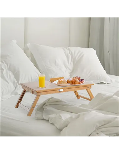 HOMCOM Portable Laptop Desk Notebook Tray PC Bed Table with Drawer Adjustable & Foldable (55L x 35W x 22-32.5H (cm))