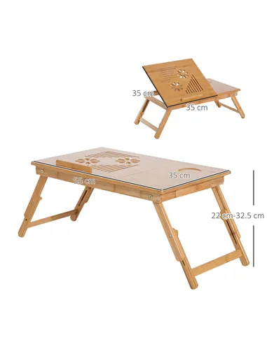 HOMCOM Portable Laptop Desk Notebook Tray PC Bed Table with Drawer Adjustable & Foldable (55L x 35W x 22-32.5H (cm))