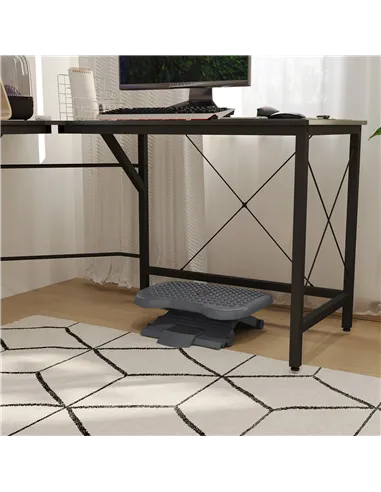HOMCOM Footrest Adjustable Height & Angle Tilting Platform Home Office Foot Rest Charcoal Grey