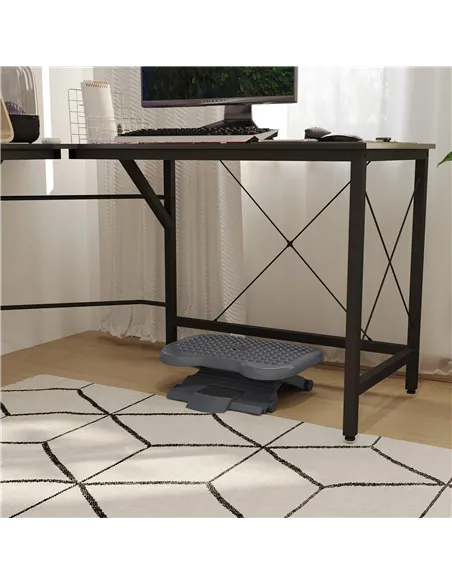 HOMCOM Footrest Adjustable Height & Angle Tilting Platform Home Office Foot Rest Charcoal Grey