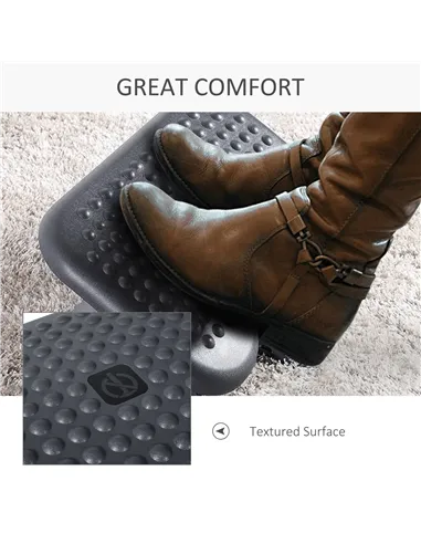 HOMCOM Footrest Adjustable Height & Angle Tilting Platform Home Office Foot Rest Charcoal Grey