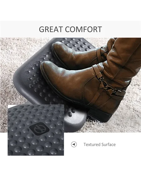 HOMCOM Footrest Adjustable Height & Angle Tilting Platform Home Office Foot Rest Charcoal Grey