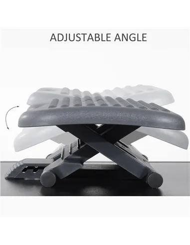 HOMCOM Footrest Adjustable Height & Angle Tilting Platform Home Office Foot Rest Charcoal Grey