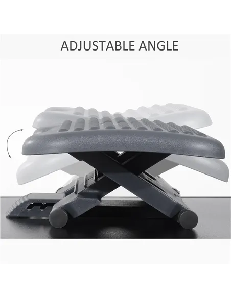 HOMCOM Footrest Adjustable Height & Angle Tilting Platform Home Office Foot Rest Charcoal Grey
