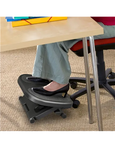 HOMCOM 0-30° Three-Height Under-Desk Support Footrest - Black