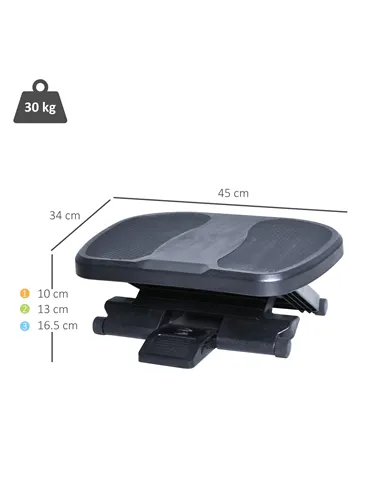 HOMCOM 0-30° Three-Height Under-Desk Support Footrest - Black