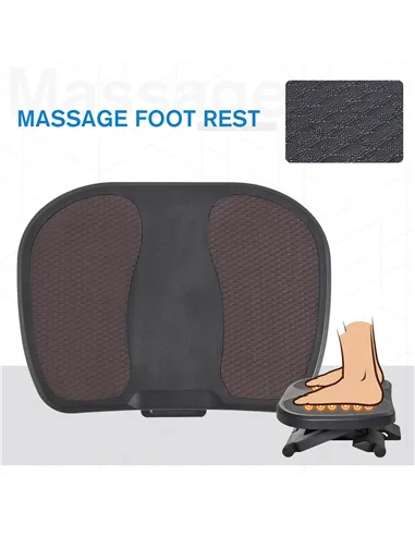 HOMCOM 0-30° Three-Height Under-Desk Support Footrest - Black