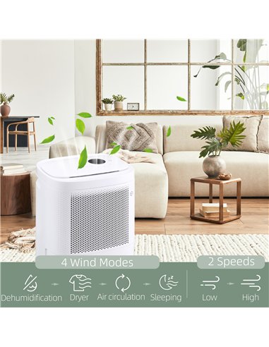 HOMCOM 10L/Day 2200ML Portable Quiet Dehumidifier with WiFi Smart App Control, Electric Moisture Air Dehumidifier for Home Laund