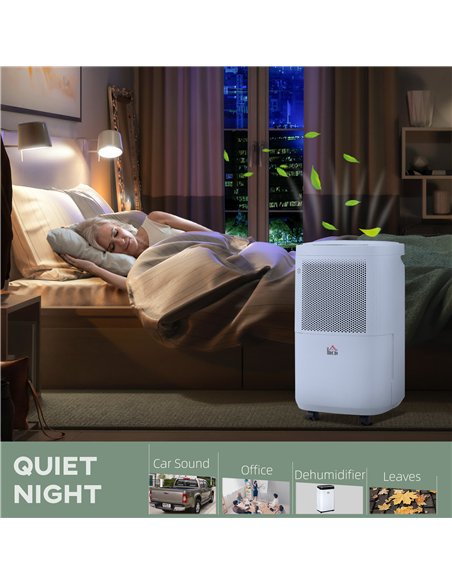 HOMCOM 10L/Day 2200ML Portable Quiet Dehumidifier with WiFi Smart App Control, Electric Moisture Air Dehumidifier for Home Laund