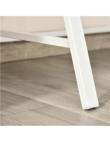 HOMCOM Home Office Chair and Computer Desk Set, Faux Leather Desk Chair with Swivel Wheels, Study Desk with Storage Shelf, White