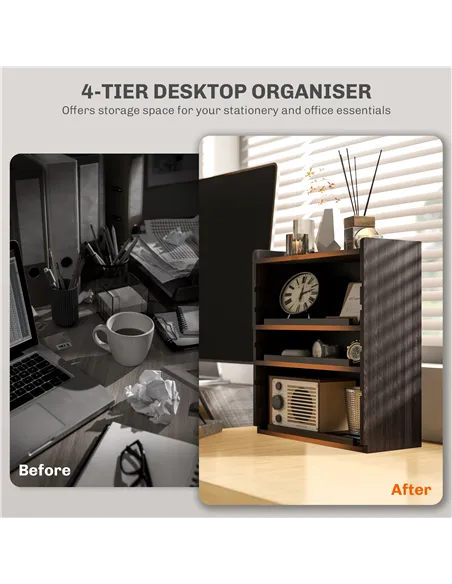 HOMCOM Four-Tier Desktop Organiser - Dark Brown