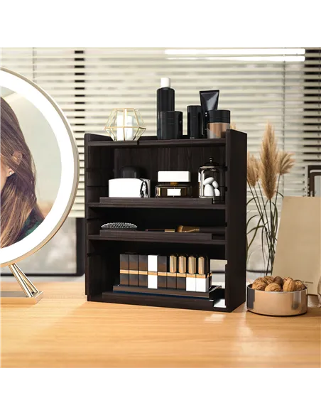 HOMCOM Four-Tier Desktop Organiser - Dark Brown