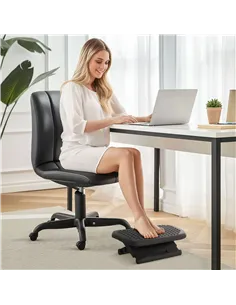HOMCOM Footrest Adjustable Height & Angle Tilting Platform Home Office Foot Rest Black 2