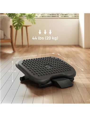 HOMCOM Footrest Adjustable Height & Angle Tilting Platform Home Office Foot Rest Black