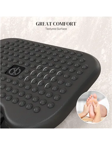 HOMCOM Footrest Adjustable Height & Angle Tilting Platform Home Office Foot Rest Black