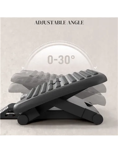 HOMCOM Footrest Adjustable Height & Angle Tilting Platform Home Office Foot Rest Black