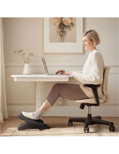 HOMCOM Footrest Adjustable Height & Angle Tilting Platform Home Office Foot Rest Black