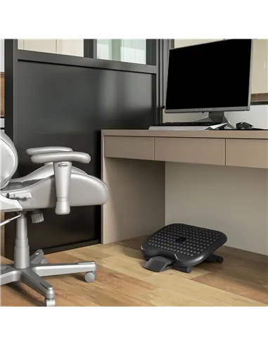 HOMCOM Footrest Adjustable Height & Angle Tilting Platform Home Office Foot Rest Black