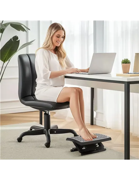HOMCOM Three-Level, Multi-Angle Massage Footrest - Black
