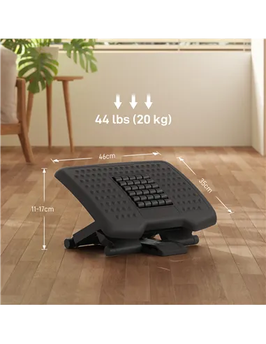 HOMCOM Three-Level, Multi-Angle Massage Footrest - Black