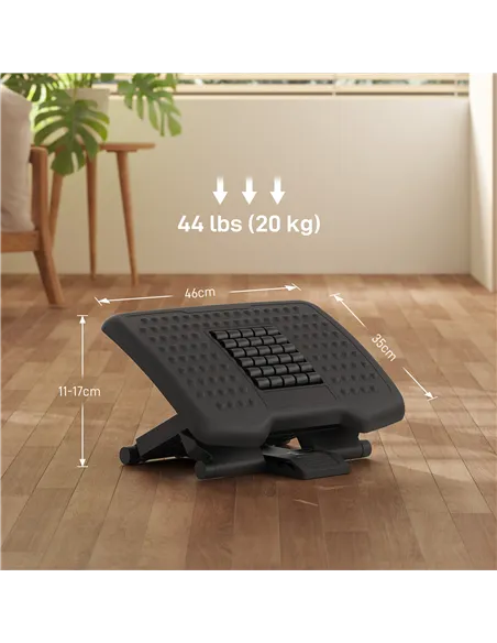 HOMCOM Three-Level, Multi-Angle Massage Footrest - Black