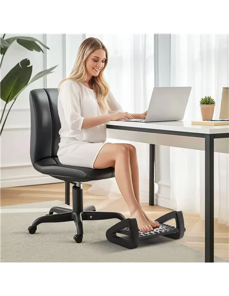 HOMCOM 10°-45° Six-Angle Massage Footrest - Black