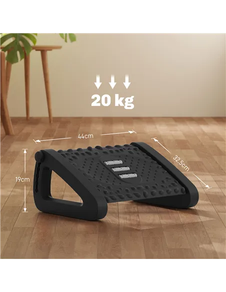 HOMCOM 10°-45° Six-Angle Massage Footrest - Black