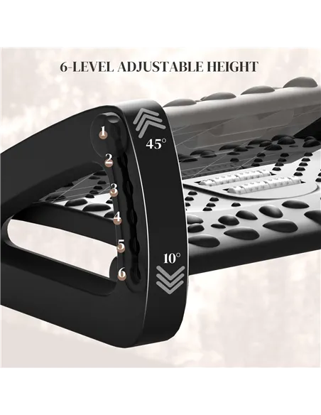 HOMCOM 10°-45° Six-Angle Massage Footrest - Black