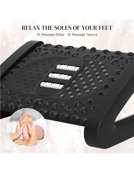 HOMCOM 10°-45° Six-Angle Massage Footrest - Black