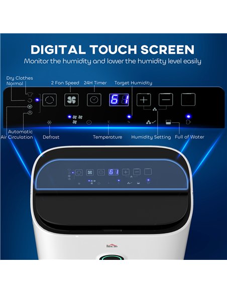 HOMCOM 6500mL Portable Dehumidifier with Air Purifier Filter, 24H Timer, 4 Modes, 22L/Day, for Home Laundry Basement