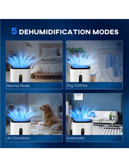 HOMCOM 6500mL Portable Dehumidifier with Air Purifier Filter, 24H Timer, 4 Modes, 22L/Day, for Home Laundry Basement