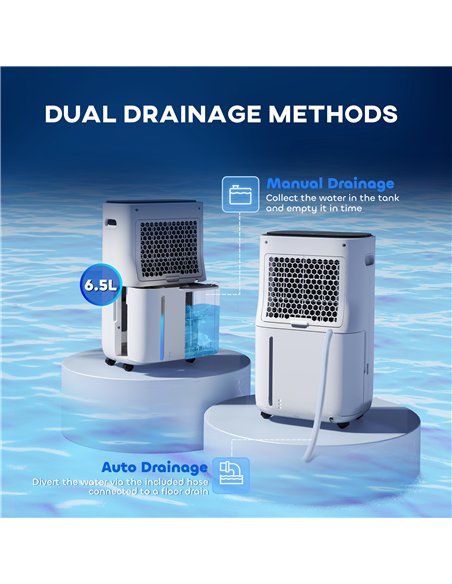HOMCOM 6500mL Portable Dehumidifier with Air Purifier Filter, 24H Timer, 4 Modes, 22L/Day, for Home Laundry Basement