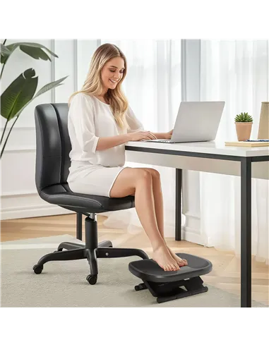 HOMCOM 0-30° Three-Height Under-Desk Support Footrest - Grey