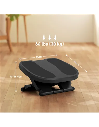 HOMCOM 0-30° Three-Height Under-Desk Support Footrest - Grey