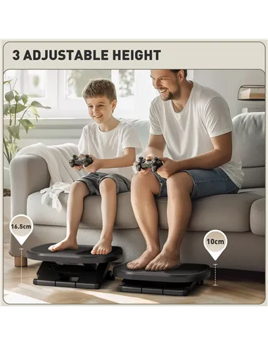 HOMCOM 0-30° Three-Height Under-Desk Support Footrest - Grey