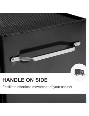 HOMCOM 5-Drawer Tool Chest, Lockable Steel Tool Storage Cabinet with Wheels and Handle Tool Box for Garage, Workshop, Black